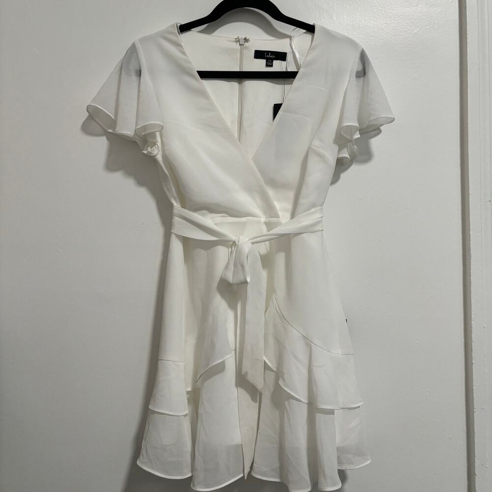 Lulus Sweet Like You White Ruffled Mini Dress XS NWT